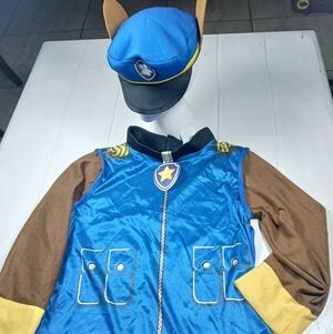Lg Kids Child Paw Patrol Chase Costume Jumpsuit Set Halloween Dress Up Disguise